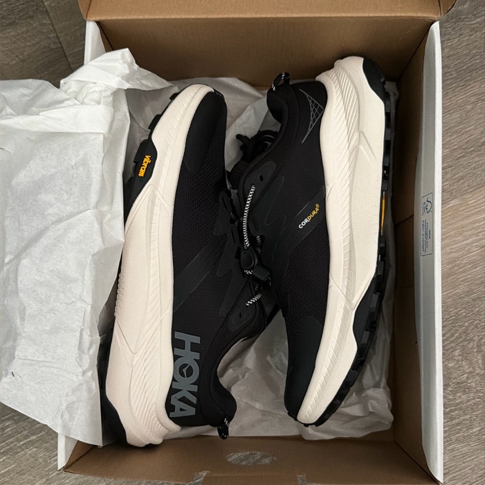 Hoka One One Transport Women's Black & White Athletic Running Shoes